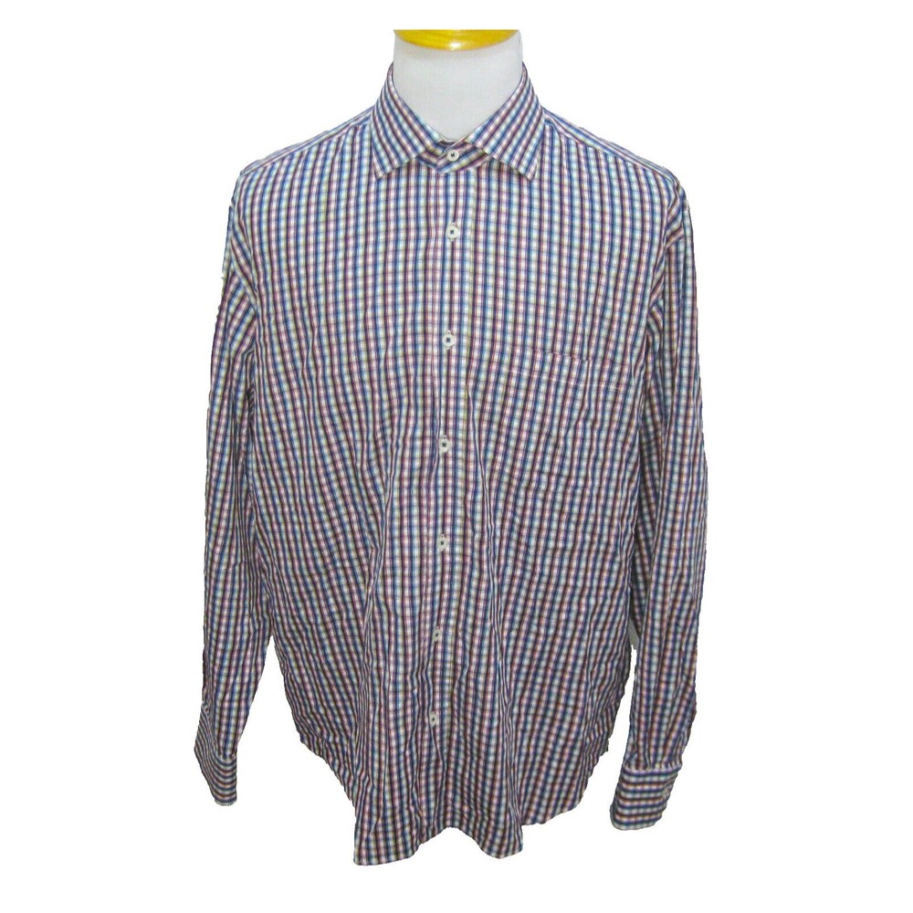 BUGATCHI UOMO Men's (Size XL) Colorfull Checks Long Sleeve Button Front Shirt